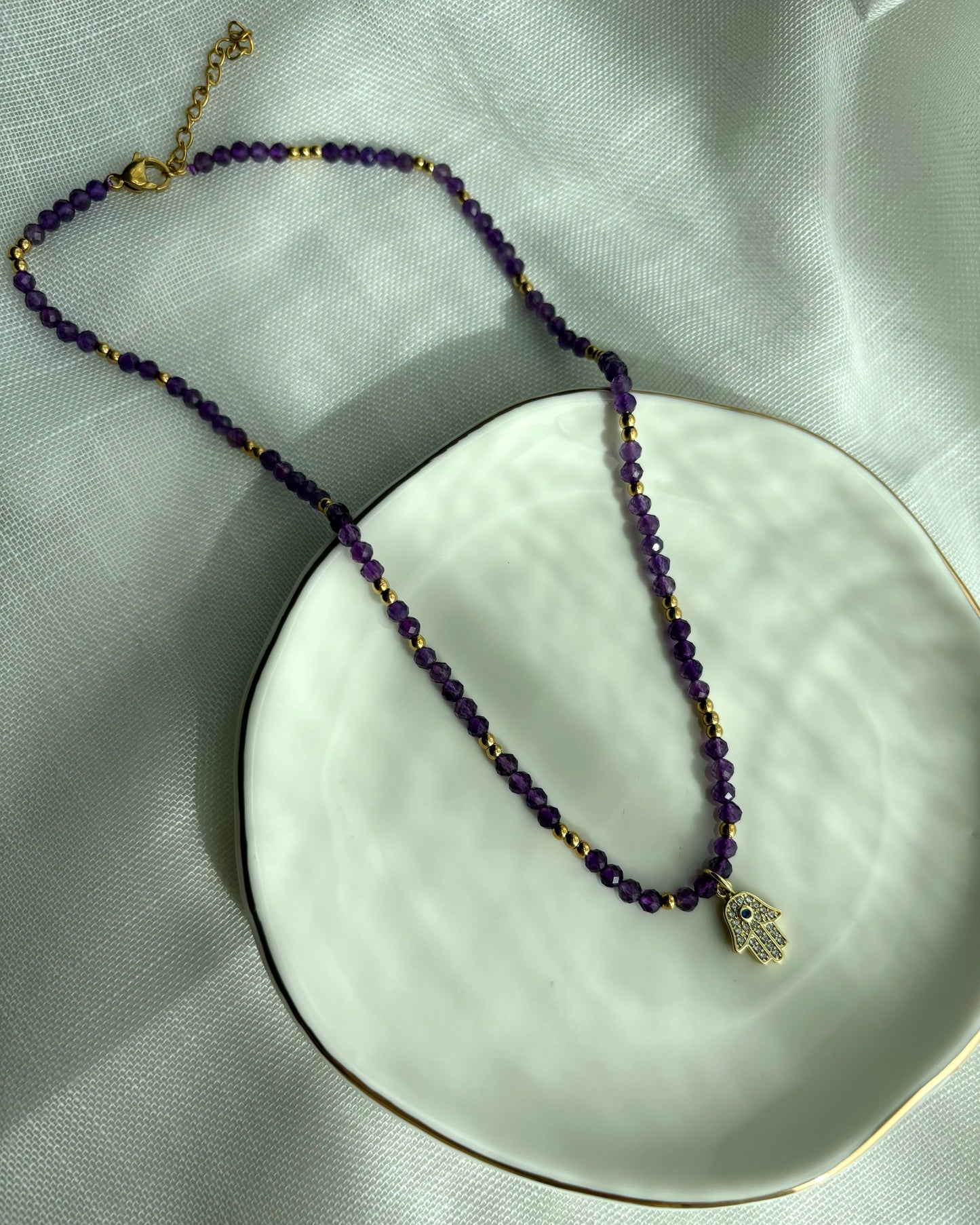 Hamsa Amethyst - Halskette