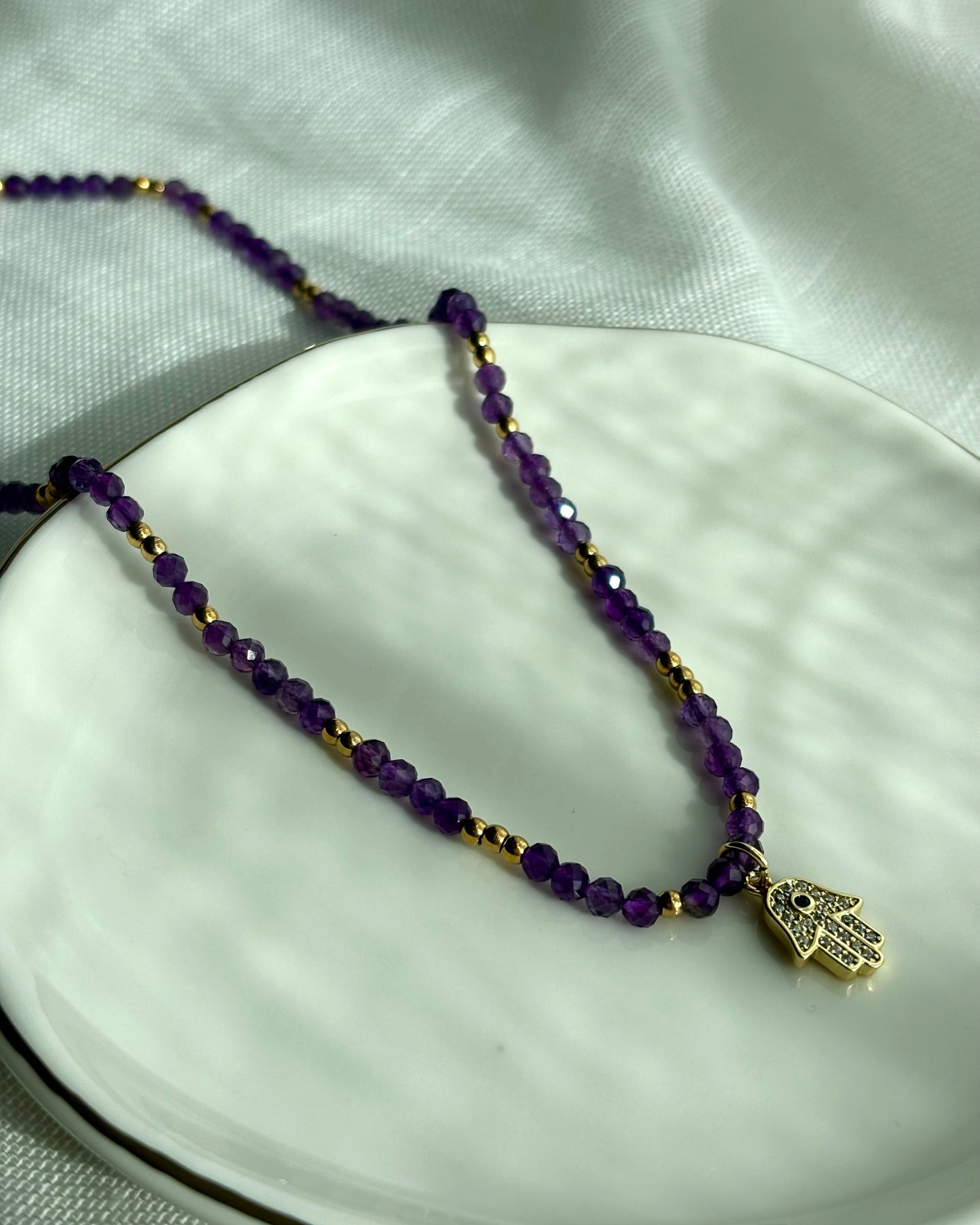 Hamsa Amethyst - Halskette