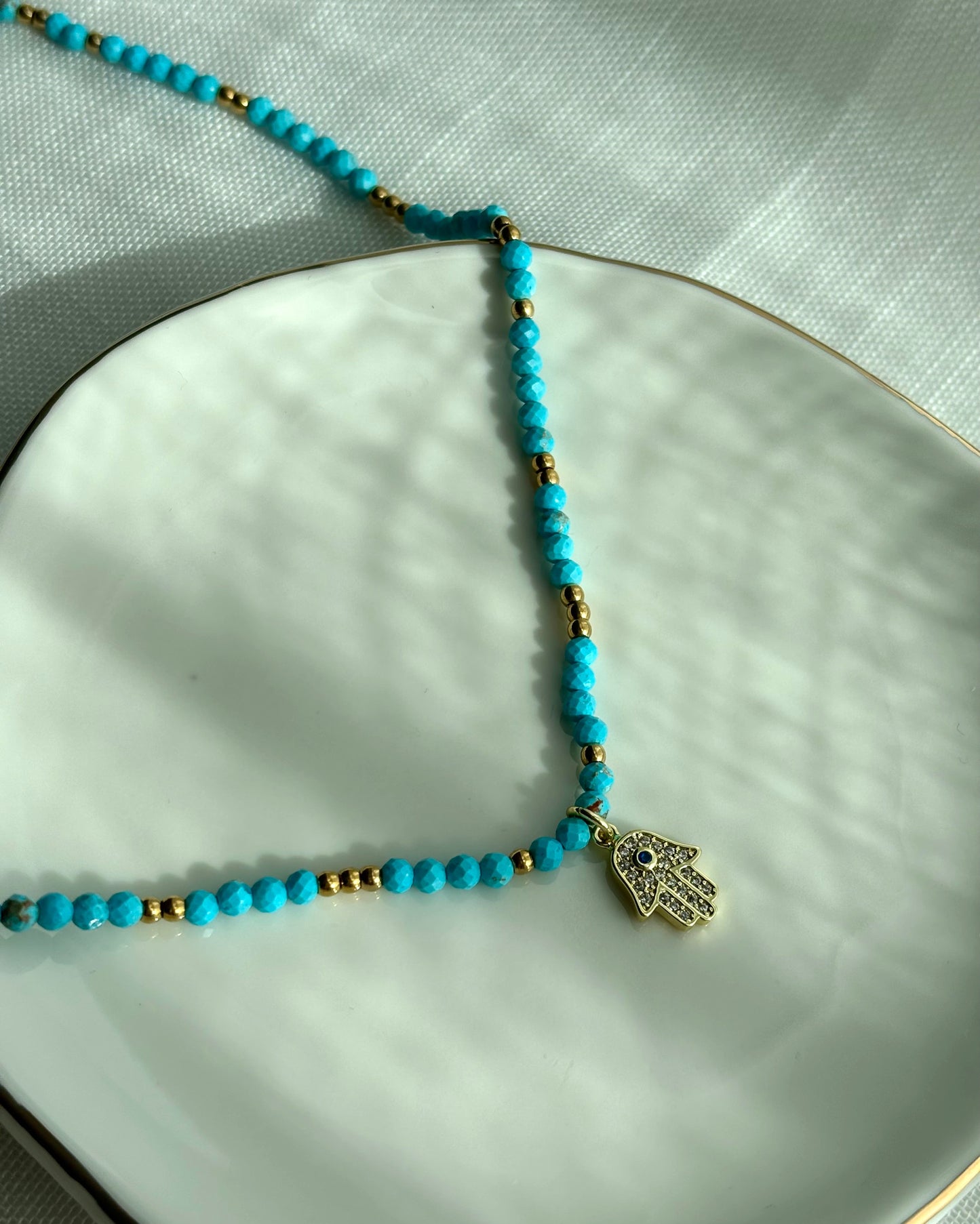 Hamsa Turquoise - Halskette