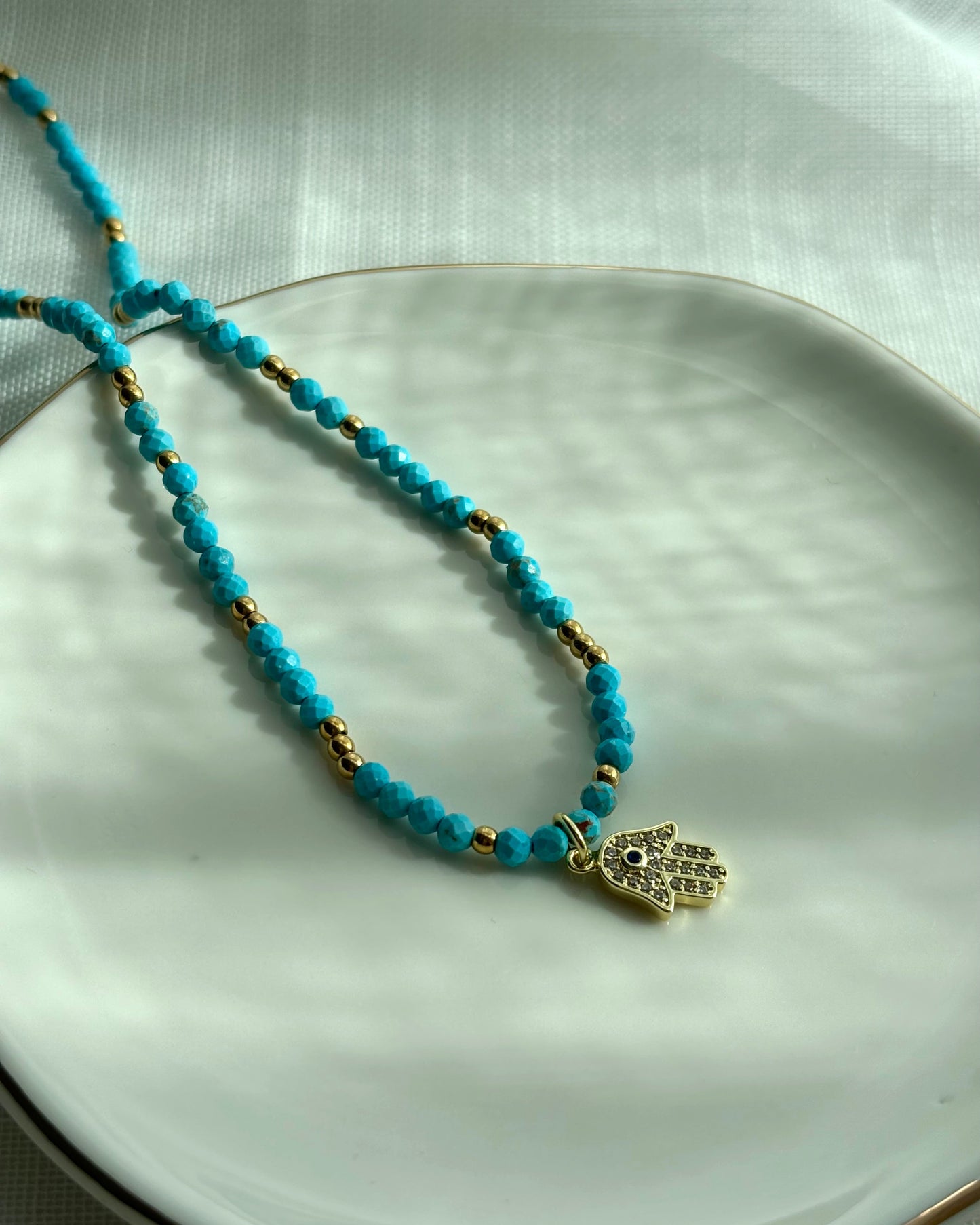 Hamsa Turquoise - Halskette