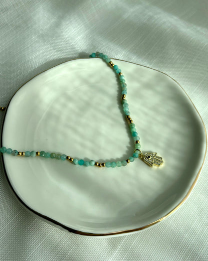 Hamsa Amazonit - Halskette